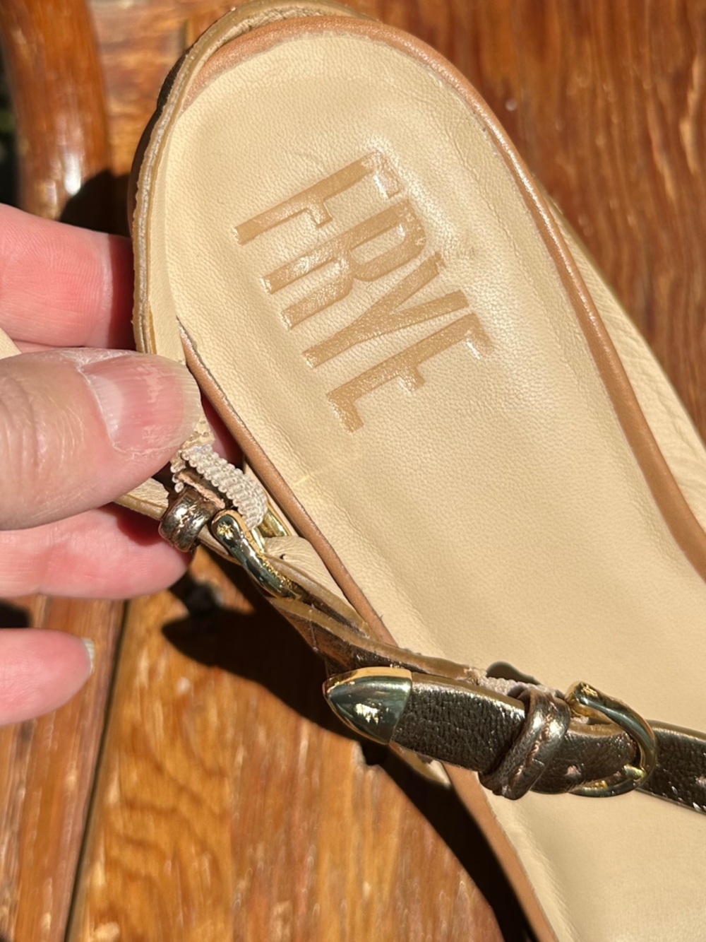 Frye Rachel Metallic Buckle Wedge Sandals - Picture 5 of 16